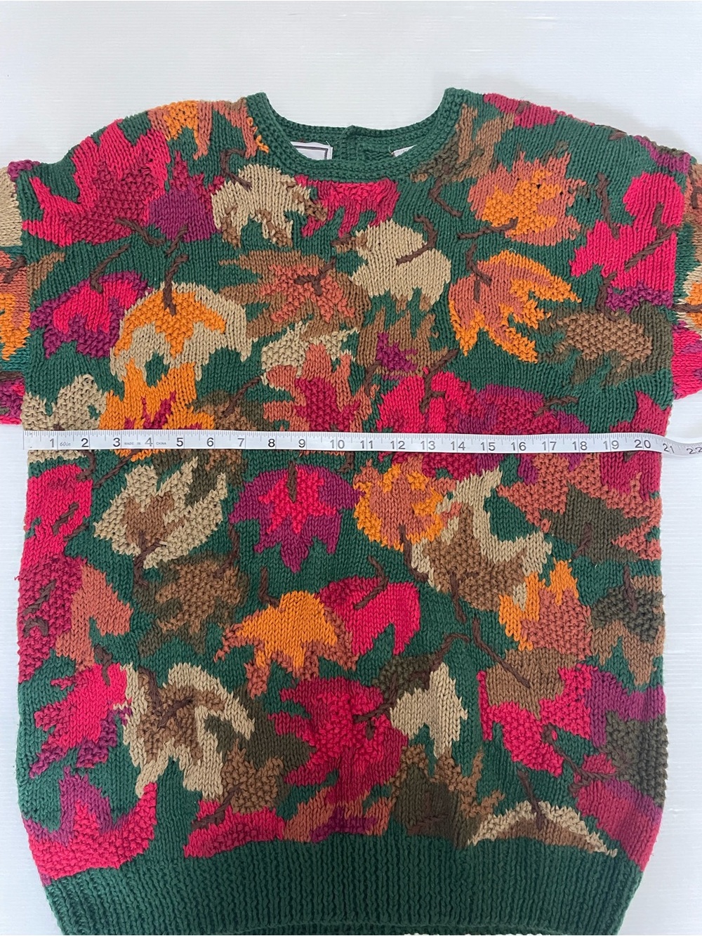 VTG Knit Cabela's Women's Green x Maple leaf pattern Cotton Sweater/Jumper SZ XL - Picture 8 of 9
